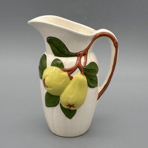 Vintage Holland Mold Pear Tree Ceramic Pitcher with Raised Fruit Design